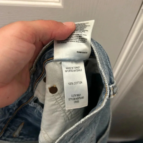 ! Agolde Cris Cross Upsize Light Indigo Wash Denim Jeans Size 27 - Picture 7 of 8